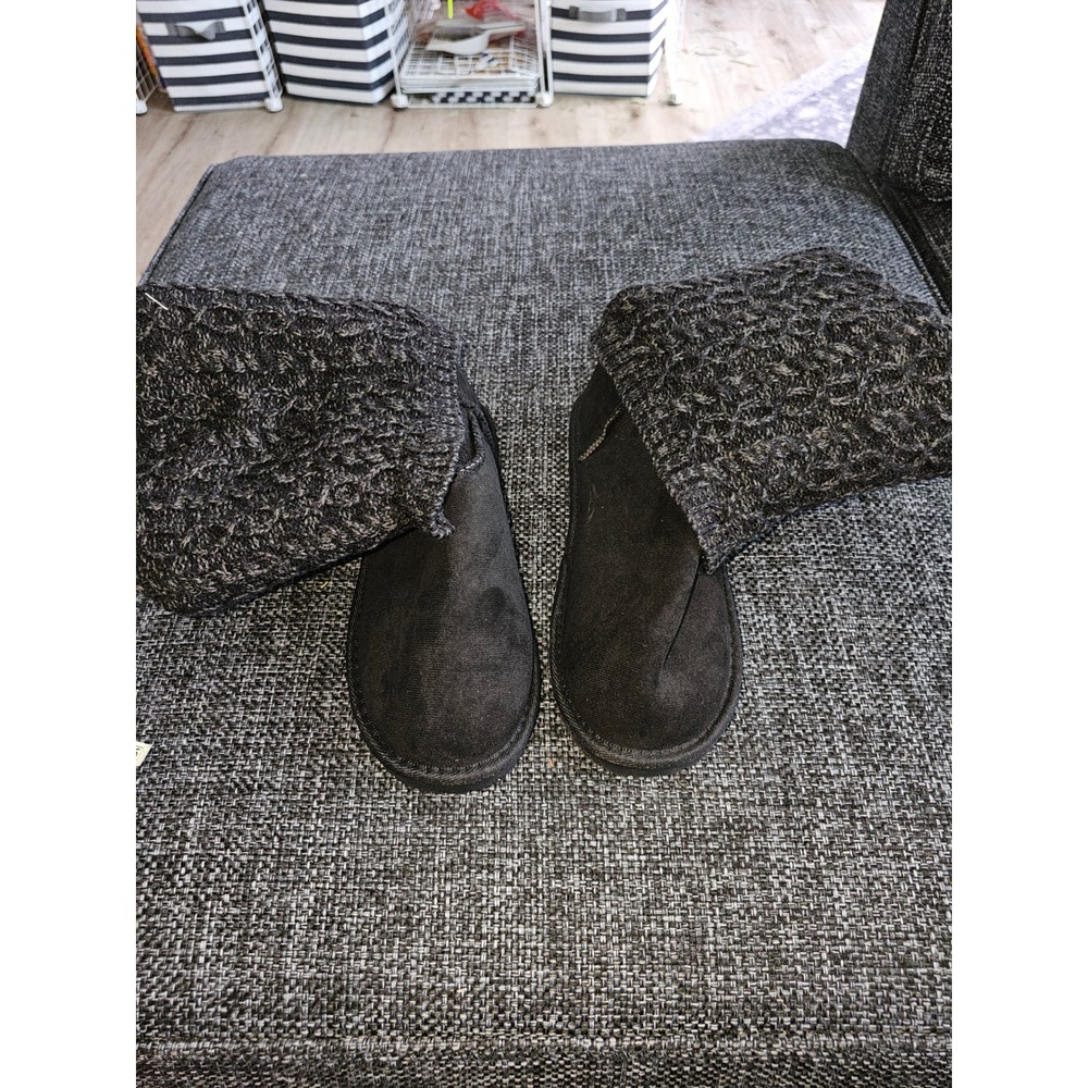 Muk Luks Essentials Boots Womens 9W Jet Black New Knit Toggle Ankle Boot